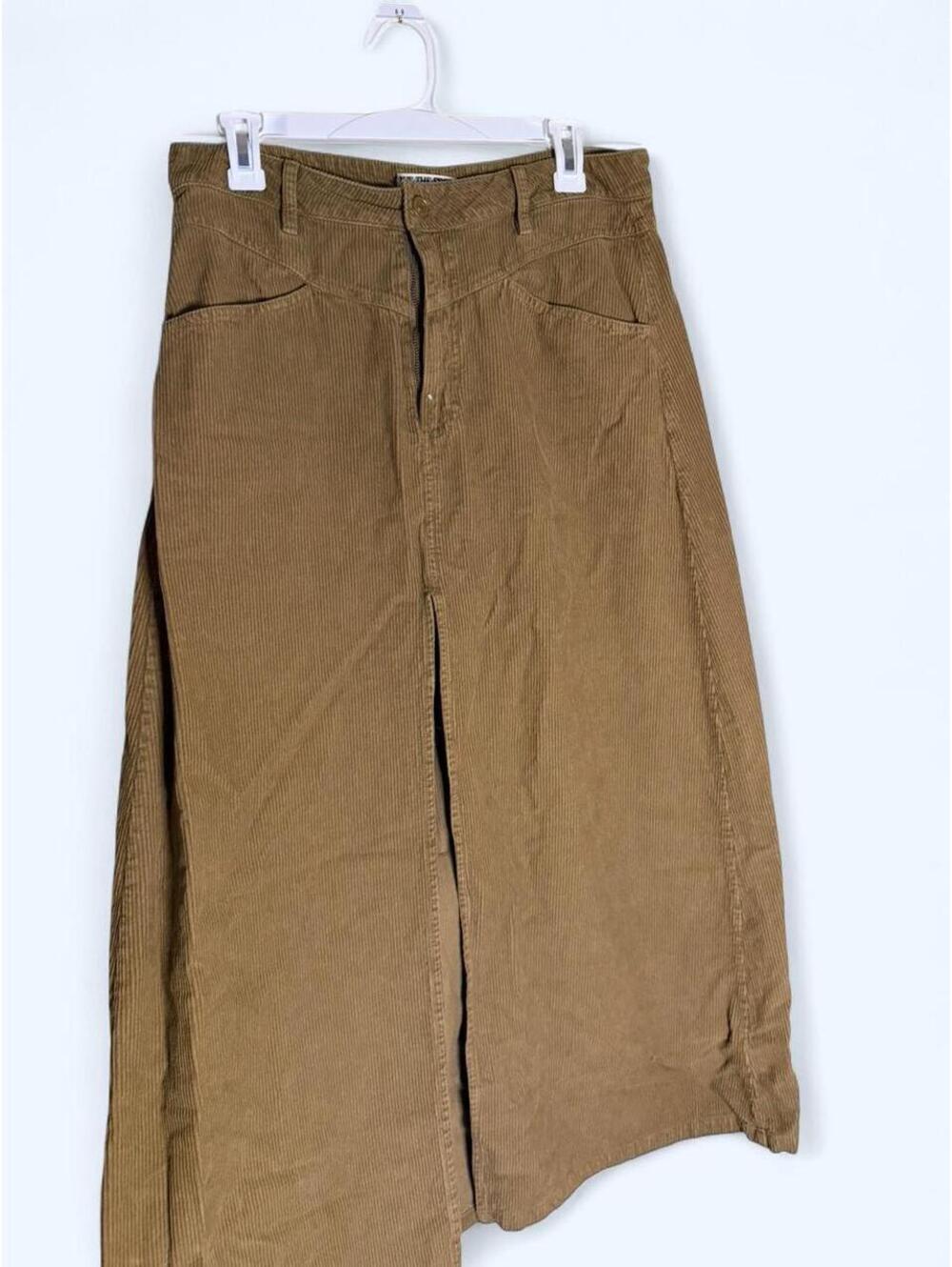 We the Free Tan and brown corduroy skirt with middle slit